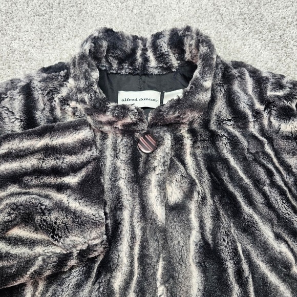 Alfred Dunner Black White Chinchilla Faux Fur Coat Womens Size 16 Jacket Blazer - Picture 1 of 8